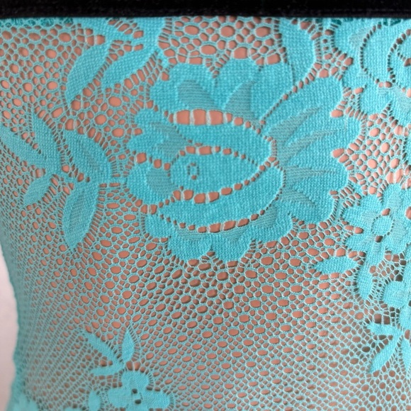 Victoria’s Secret Turquoise Lace Mesh Babydoll Slip Dress M Y2K, Indie Sleaze - Picture 11 of 15